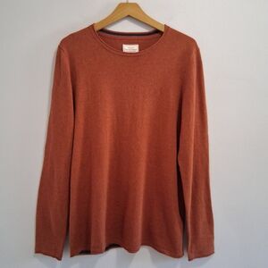 Fat Face Mens Cotton Cashmere Rolled Hem Orange Soft Cozy Sweater Size Large